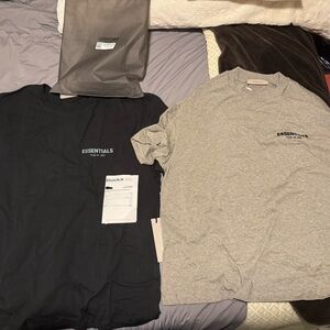 Essentials Black and Gray Short Sleeve Tees New